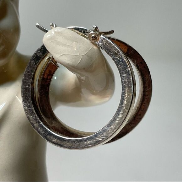 Sterling silver hoop Earrings - Picture 3 of 7